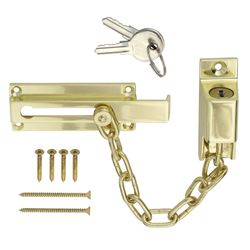 Ace 3.32 in. L Bright Brass Steel Keyed Chain Door Guard