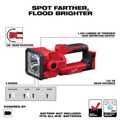 Milwaukee M18 1250 lm Red LED Rechargeable Search Light