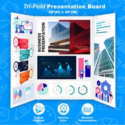 Bazic Products 28 in. W X 40 in. L White Tri-Fold Display Board