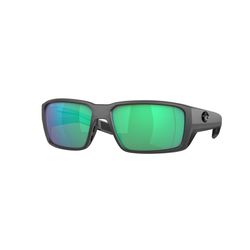 Costa Fantail Sunglasses Men's Matte Grey Frame Green Mirror 580G Lens Polarized