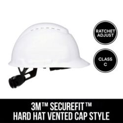 3M SecureFit 4-Point Ratchet Hard Hat White Vented