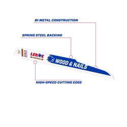 LENOX LUMBERWOLF 9 in. Bi-Metal Reciprocating Saw Blade 6 TPI 25 pk