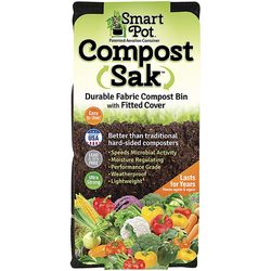 Smart Pot Compost Sak 100 gal Black Geotextile Fabric Composting Bag Lid Included