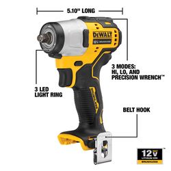 DeWalt 12V MAX XTREME 3/8 in. Cordless Brushless Compact Impact Wrench Tool Only