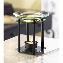 Fragrance Foundry 4.5 in. H X 3.875 in. L Black Glass/Metal Pedestal Oil Warmer