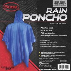 Boss Blue PVC Rain Poncho One Size Fits All