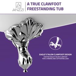 Anzzi Clawfoot 30.91 in. H X 29.53 in. W X 67.32 in. L White Bathtub
