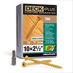 HILLMAN Deck Plus No. 10 in. X 2-1/2 in. L Tan Star Flat Head Exterior Deck Screws 1 lb 73 pk