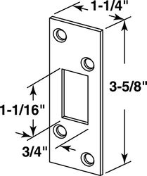 Prime-Line 3.625 in. H X 1.25 in. L Brushed Stainless Steel Steel High Security Deadbolt Strike