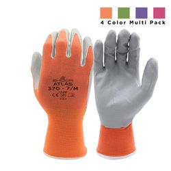 SHOWA Atlas 3704C Unisex Indoor/Outdoor Coated Gardening Gloves Assorted M 4 pk