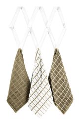 Ritz Mocha Cotton Check Kitchen Towel 3 pk