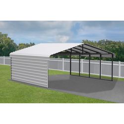 Arrow 20 ft. x 20 ft. Galvanized Steel Standard Peak 1-sided Carport without Floor Kit