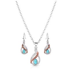 Montana Silversmiths Women's Woven Dreams Teardrop Silver/Turquoise Jewelry Sets
