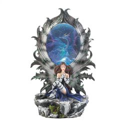 Dragon Crest 8 in. H X 5.625 in. L Fairy and Dragon Poly Resin Decorative Lighted Figurine