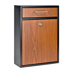 Mail Boss Wood Grain Galvanized Steel Wall Mount Black Drop Box