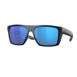 Costa Lido Sunglasses Men's Matte Black Frame Blue Mirror 580G Lens Polarized