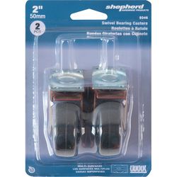 Shepherd Hardware 2 in. D Swivel Soft Rubber Caster with Swivel Plate 80 lb 2 pk