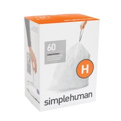 Simplehuman Custom Fit Code H 9 gal Trash Can Liners Drawstring 60 pk