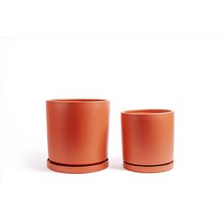 Momma Pots Gemstone Cylinder Porcelain Planter Set Rust