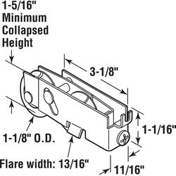 Prime-Line 1-1/8 in. D X 3/8 in. L Steel Roller Assembly 1 pk