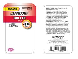 Jandorf 22-18 Ga. Uninsulated Wire Female Bullet Silver 5 pk
