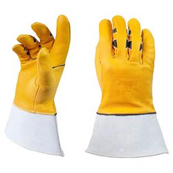 Bear Knuckles 12 in. Cowhide TIG Welding Gloves White/Yellow 3XL 1 pk