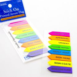Bazic Products 1.7 in. W X 0.5 in. L Assorted Neon Arrow Flag Sticky Note 8 pad