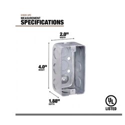 Southwire Old Work 13 cu in Rectangle Galvanized Steel 1 gang Outlet Box Gray