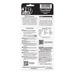 J-B Weld Clear Weld High Strength Epoxy Clear Syringes 0.47 oz