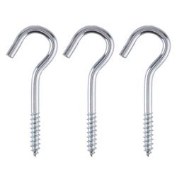 Ace Small Silver Steel 2.4375 in. L Ceiling Hook 45 lb 3 pk