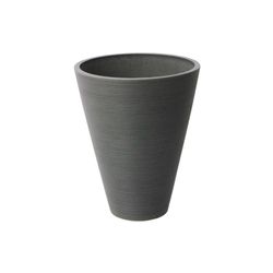 Algreen 14 in. H X 11 in. D Plastic Taper Ribbed Planter Charcoal
