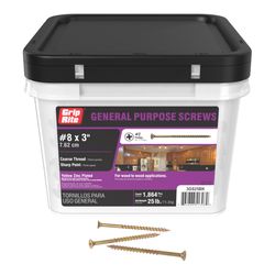 Grip-Rite No. 8 X 3 in. L Phillips Zinc-Plated Coarse Wood Screws 1864 pk