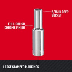 Craftsman 5/16 in. X 3/8 in. drive SAE 6 Point Deep Socket 1 pc