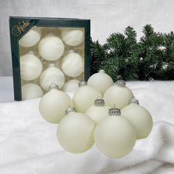 Christmas by Krebs Classic White Velvet Ball Ornaments 3 in.