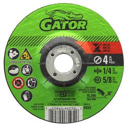 Gator 4 in. D X 5/8 X 1/4 in. thick Metal Grinding Wheel 1 pc